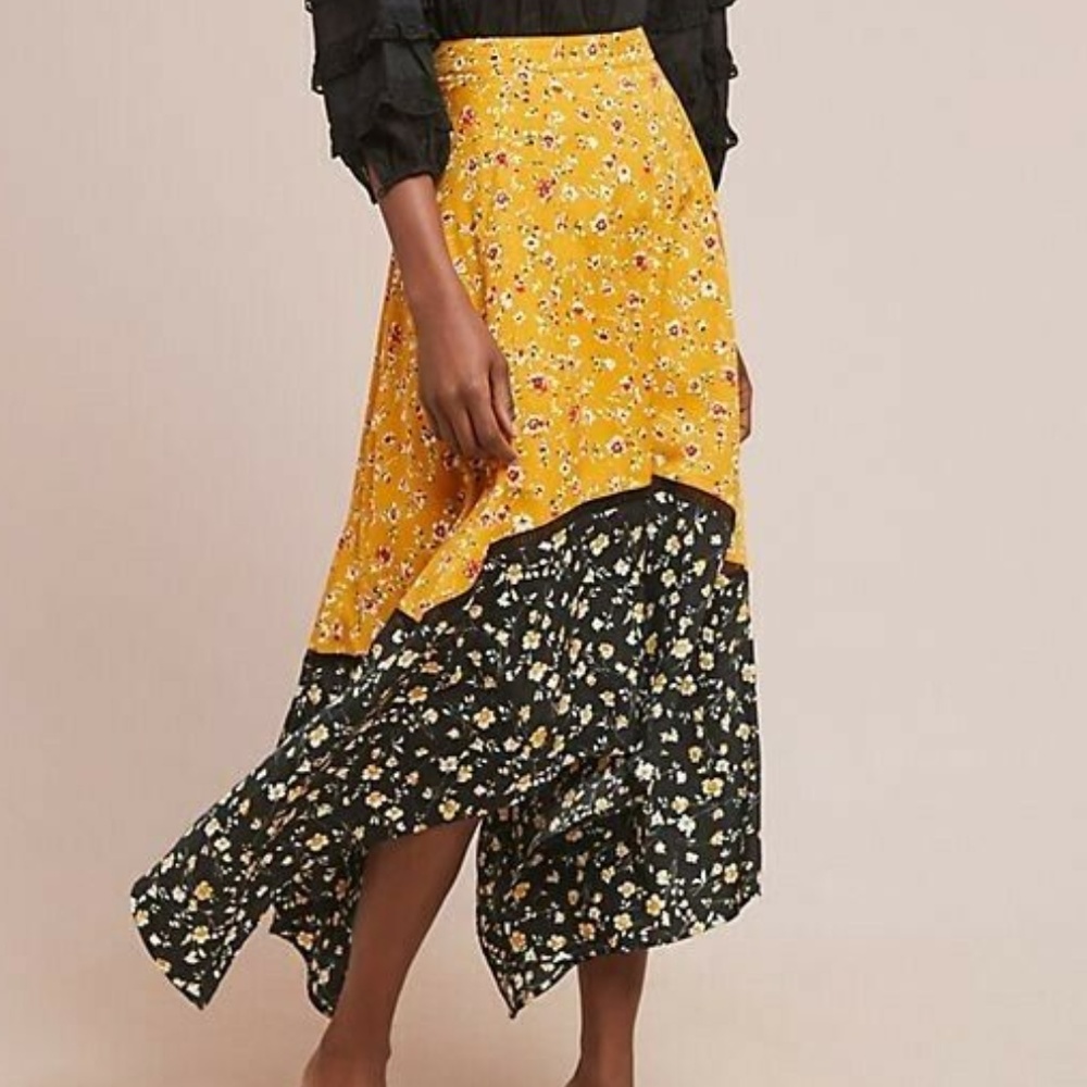 New Anthropologie Colorblocked Isla Maude Skirt
